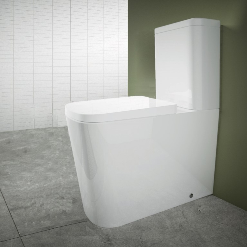 product lifestyle photo of the white space anon closed back close coupled toilet ANW13 LABANW5